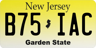 NJ license plate B75IAC