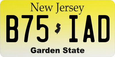 NJ license plate B75IAD