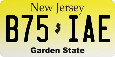 NJ license plate B75IAE