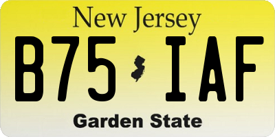 NJ license plate B75IAF