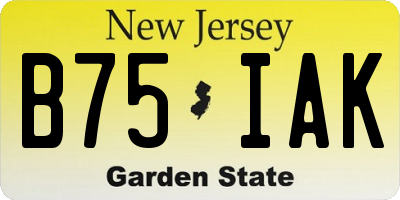 NJ license plate B75IAK