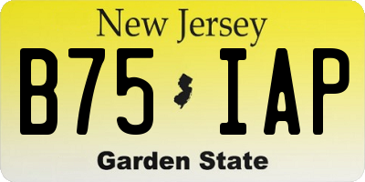 NJ license plate B75IAP