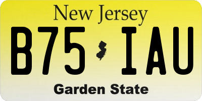 NJ license plate B75IAU