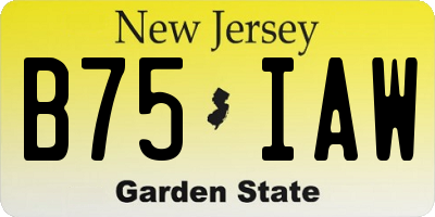 NJ license plate B75IAW