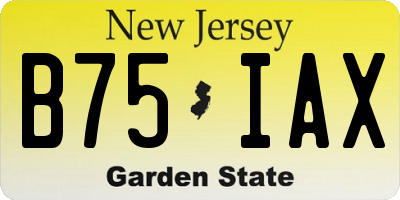 NJ license plate B75IAX