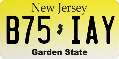 NJ license plate B75IAY