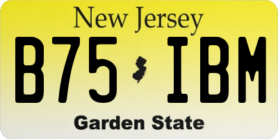 NJ license plate B75IBM