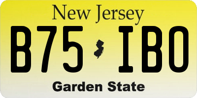 NJ license plate B75IBO