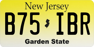 NJ license plate B75IBR