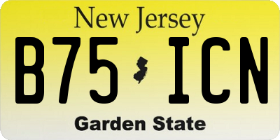 NJ license plate B75ICN