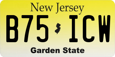 NJ license plate B75ICW