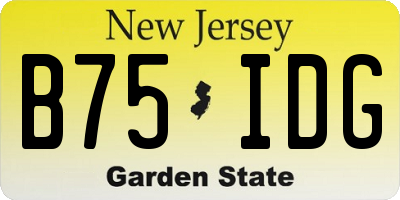 NJ license plate B75IDG