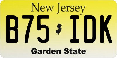 NJ license plate B75IDK