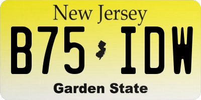 NJ license plate B75IDW