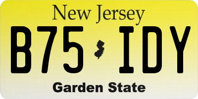 NJ license plate B75IDY