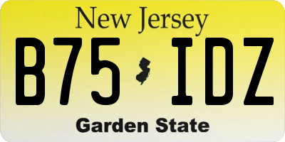 NJ license plate B75IDZ