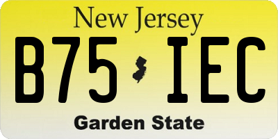 NJ license plate B75IEC