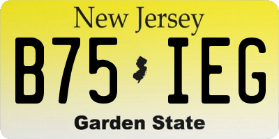 NJ license plate B75IEG