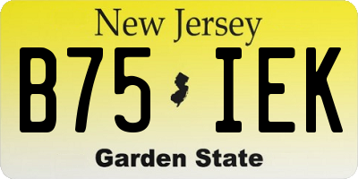 NJ license plate B75IEK