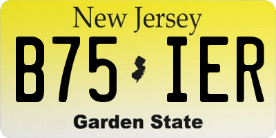 NJ license plate B75IER