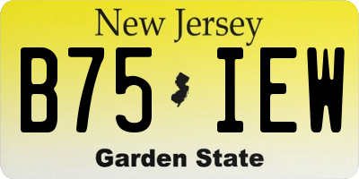 NJ license plate B75IEW