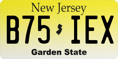 NJ license plate B75IEX