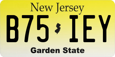 NJ license plate B75IEY