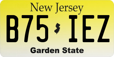 NJ license plate B75IEZ