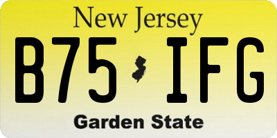 NJ license plate B75IFG
