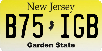 NJ license plate B75IGB