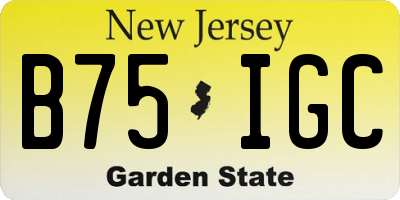 NJ license plate B75IGC