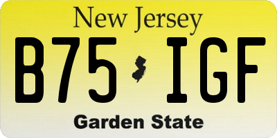 NJ license plate B75IGF