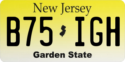 NJ license plate B75IGH
