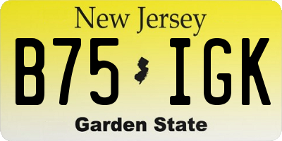 NJ license plate B75IGK