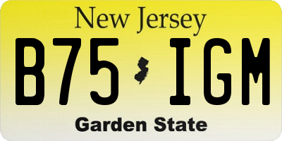 NJ license plate B75IGM