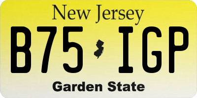 NJ license plate B75IGP