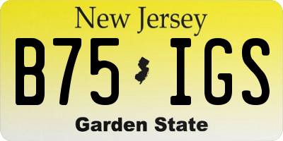 NJ license plate B75IGS
