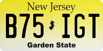 NJ license plate B75IGT
