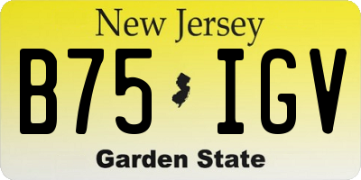 NJ license plate B75IGV