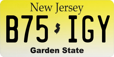 NJ license plate B75IGY