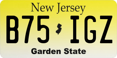 NJ license plate B75IGZ