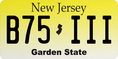 NJ license plate B75III