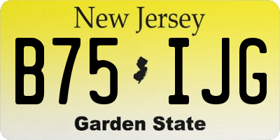 NJ license plate B75IJG