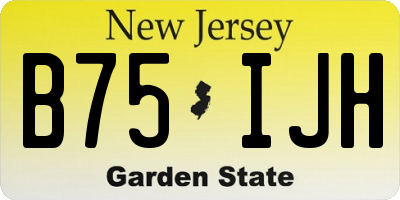 NJ license plate B75IJH