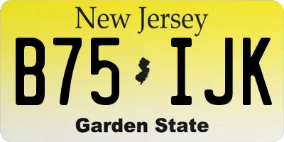 NJ license plate B75IJK