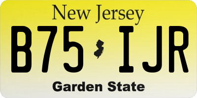NJ license plate B75IJR