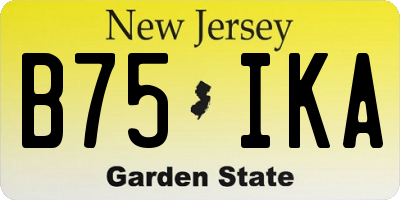 NJ license plate B75IKA