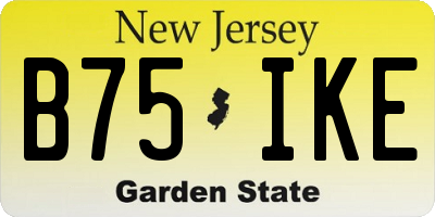 NJ license plate B75IKE