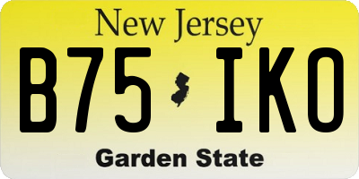 NJ license plate B75IKO