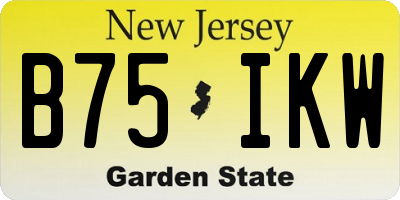 NJ license plate B75IKW